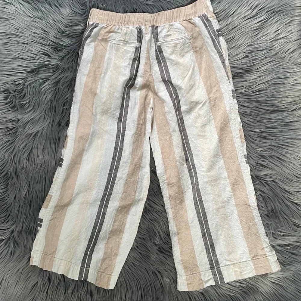ANTHROPOLOGIE shorebound cropped linen wide leg pants - Picture 5 of 8